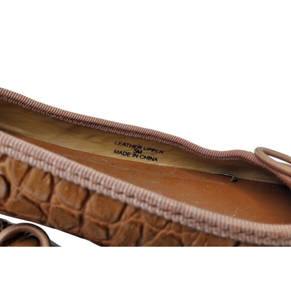 Talbots Womens Leather Upper Animal Print String Bow Accent Flats - Picture 7 of 8